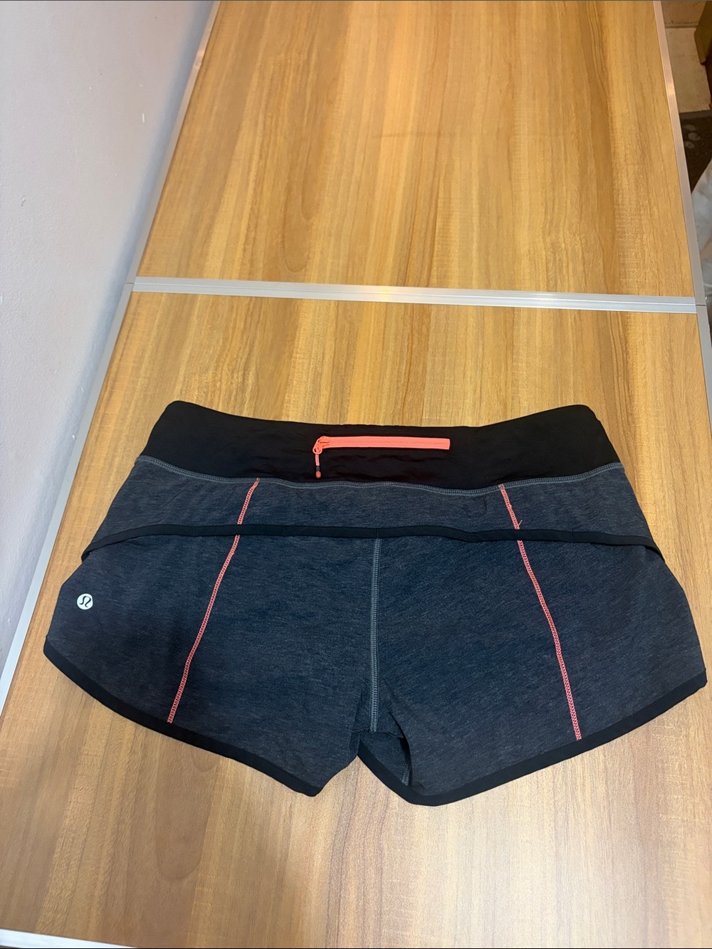 lululemon athletica Black Heather Athletic Shorts with Coral Accents